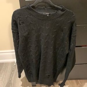 Ladies size xl black Forever 21 distressed sweater.